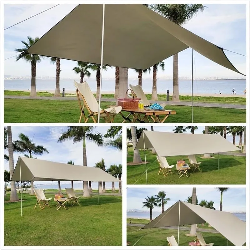 Camping Awning Canopy Tarp Durable Waterproof Lightweight for Outdoor Tent Shade Multi-Purpose Use(Black,3x5m)