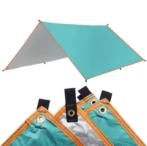 Camping Tarp,3x3 3x4 3x5 Tarp Awning Waterproof Sunshade Ultralight Canopy Sunshade Outdoor Camping Sun Shelter Hammock Rain Fly (Color : Cyan, Size : 300 * 500 Cm)
