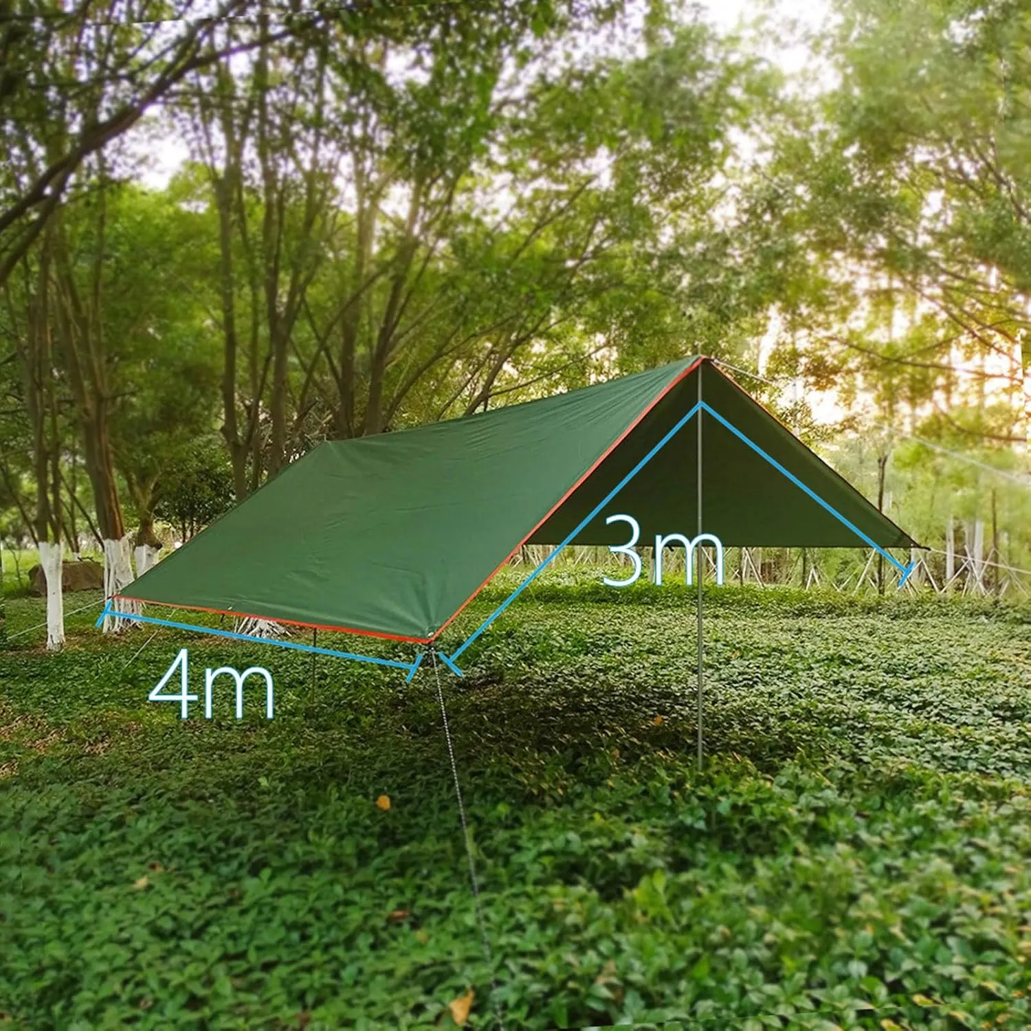 Camping Tarp,3x3 3x4 3x5 Tarp Awning Waterproof Sunshade Ultralight Canopy Sunshade Outdoor Camping Sun Shelter Hammock Rain Fly (Color : Cyan, Size : 300 * 500 Cm)