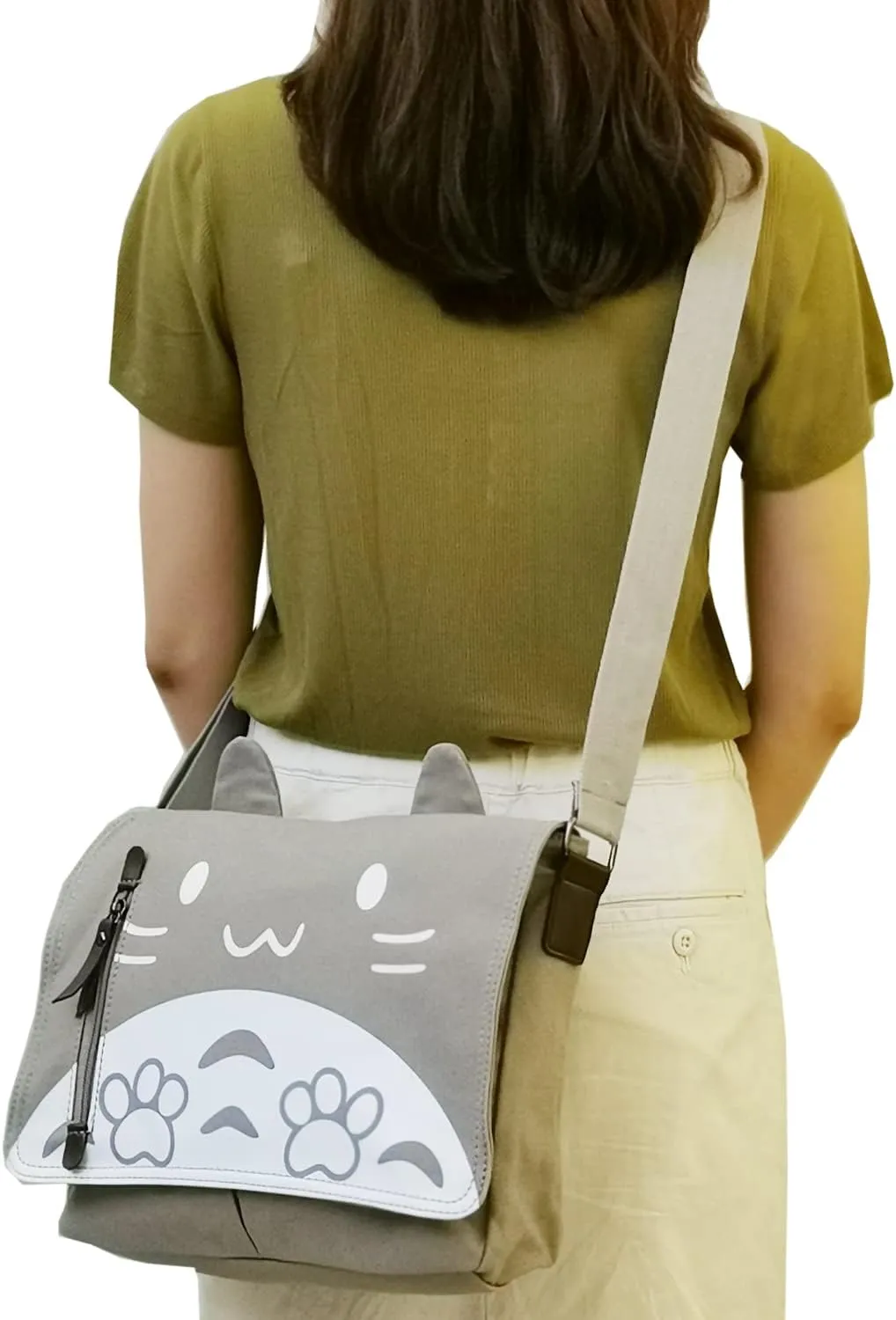 Canvas Cute Cat Kitty Messenger Bag Girls Crossbody Bag Shoulder Bag Cute Satchel School Bag