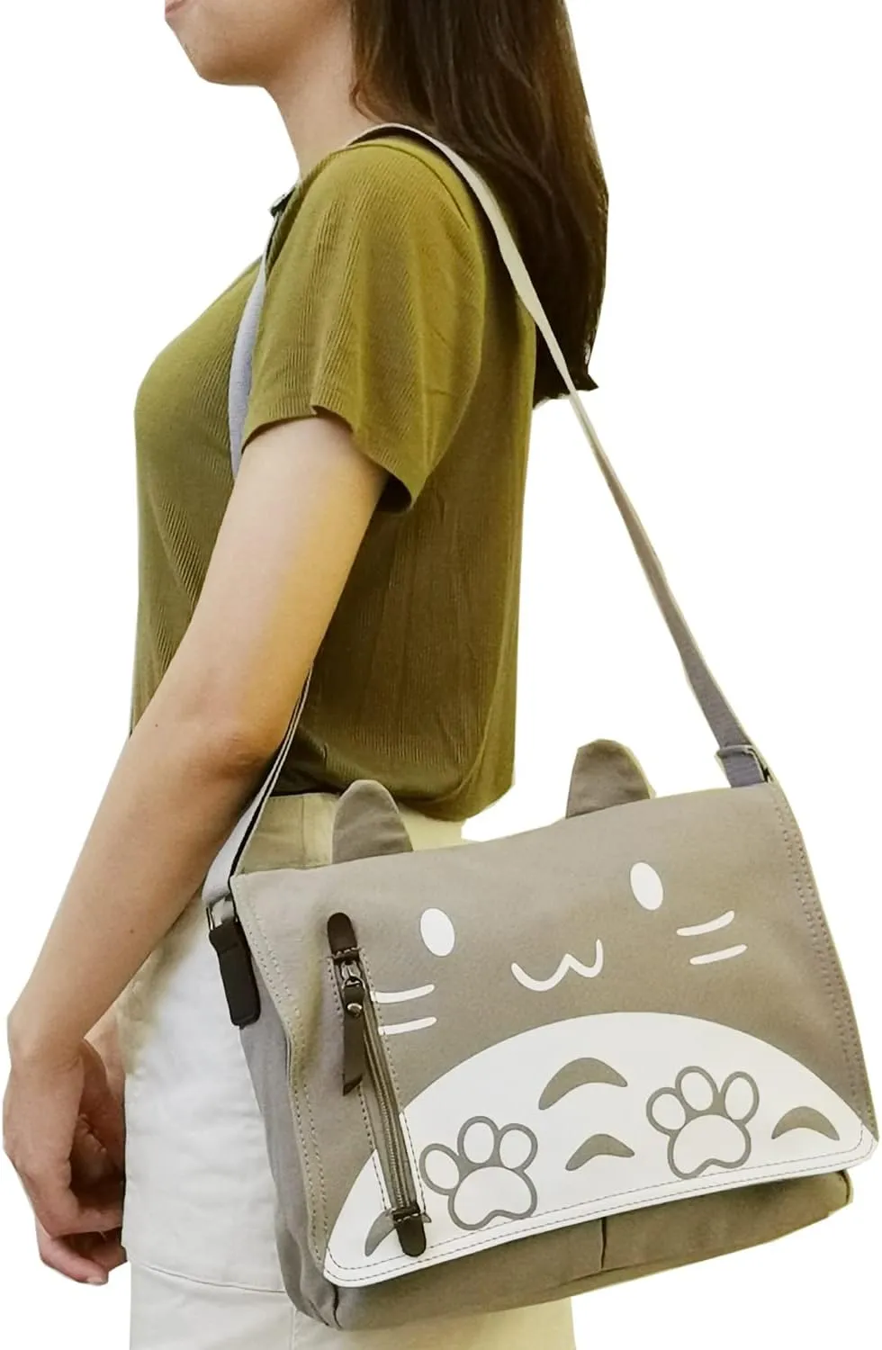 Canvas Cute Cat Kitty Messenger Bag Girls Crossbody Bag Shoulder Bag Cute Satchel School Bag