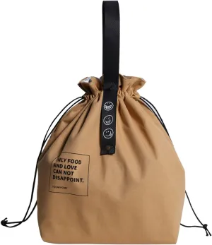 Canvas Drawstring Lunch Bag Reusable Lunch Bag Large Foldable Portable Insulated Handbag for Adult Women And Men Work Picnic or Travel (Yellow)