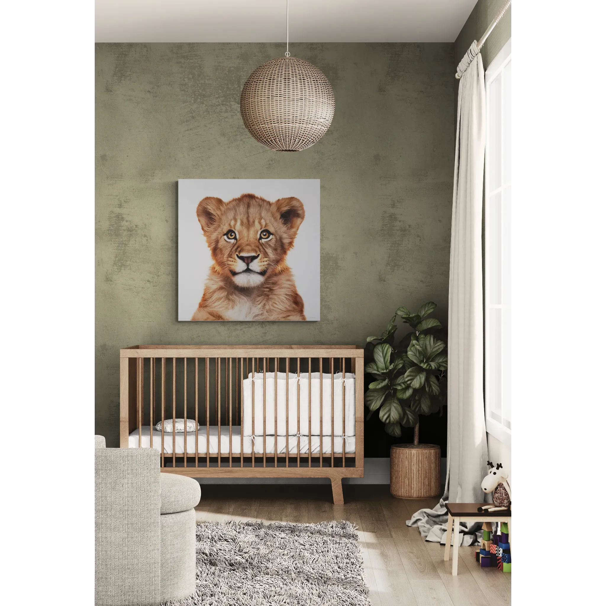 Canvas Print, Baby Lion Fine Art Photography, Stretched Matte Wall Art for Animal Lovers and Kids Room Decor, Nursery Safari Theme, Jungle
