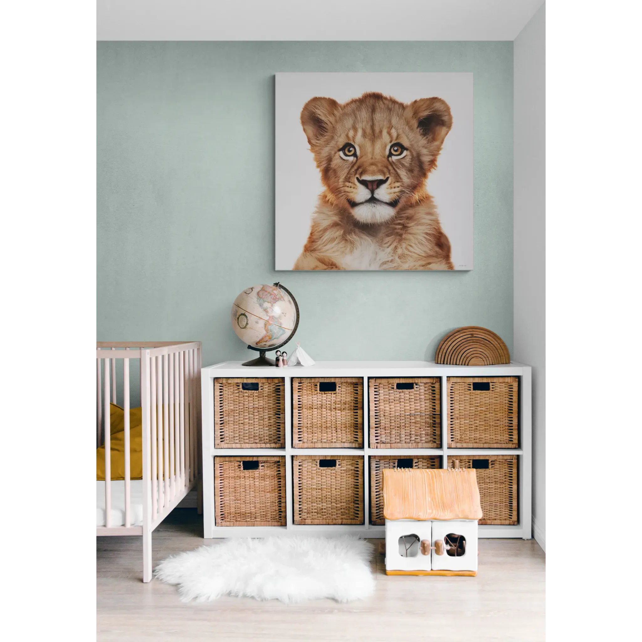 Canvas Print, Baby Lion Fine Art Photography, Stretched Matte Wall Art for Animal Lovers and Kids Room Decor, Nursery Safari Theme, Jungle