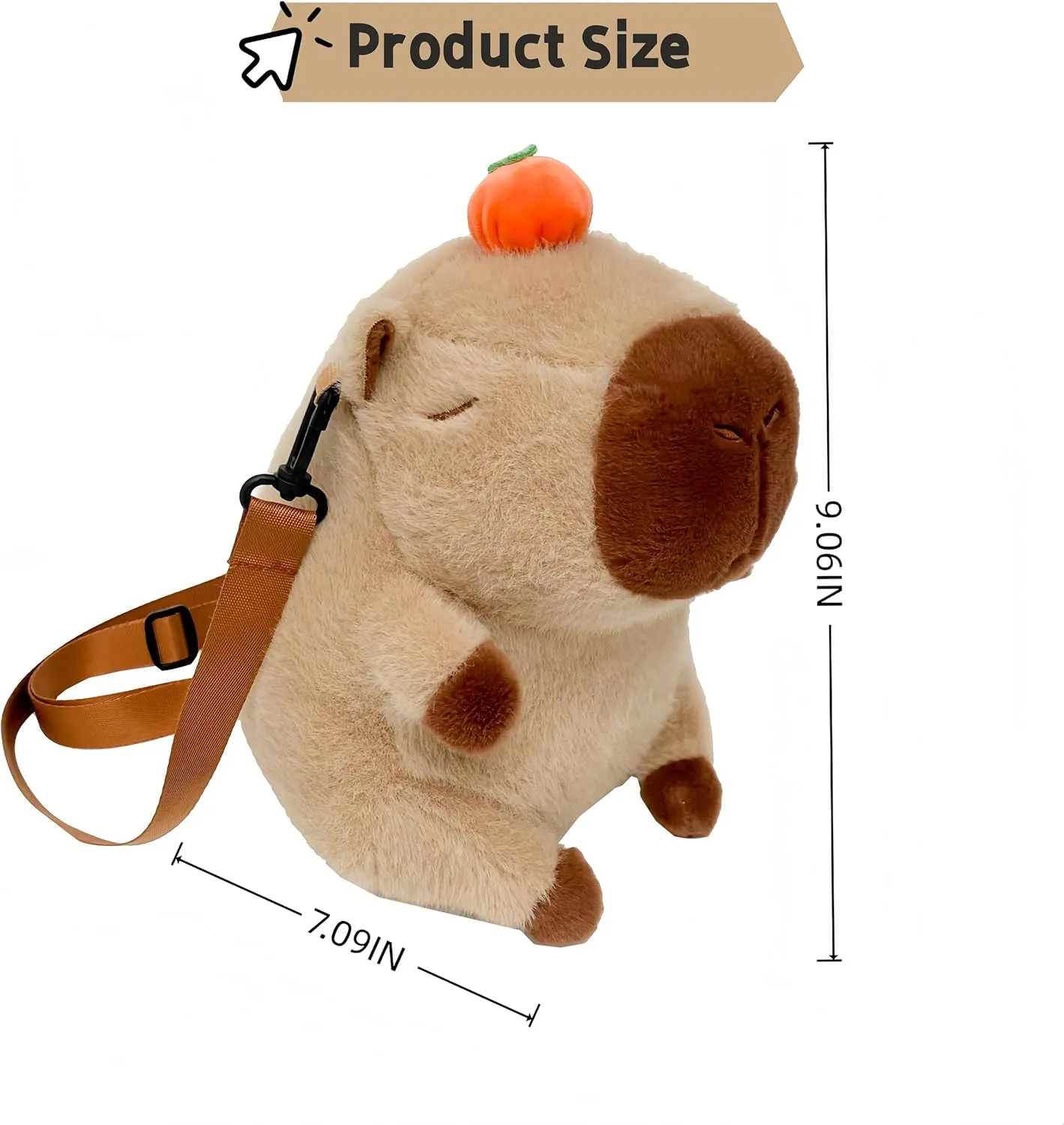 Capybara Plush Backpack - Large Cute Rucksack, Fluffy & Adorable Capybara Design, Convertible Shoulder Bag(Light Brown)