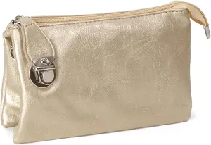 Caracol Women's Crossbody Purse Bag With Adjustable Removable Shoulder Strap and Wristlet Vegan Leather