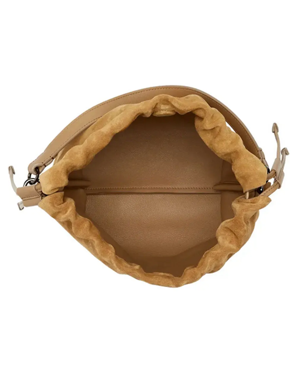 Caramel Suede Drawstring Bucket Bag