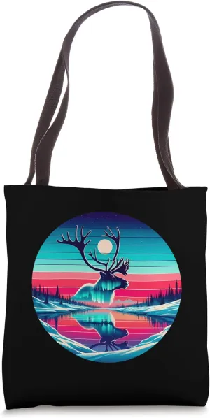 Caribou Sunset Retro Style Safari Vintage 70s Tote Bag