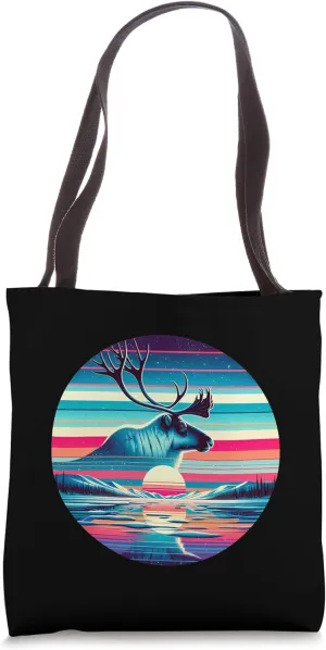 Caribou Sunset Retro Style Safari Vintage 70s Tote Bag