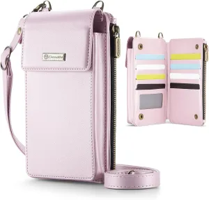 CaseMe Small Crossbody Cell Phone Bag for Women, RFID Blocking Shoulder Handbag Strap Wallet Purse with Card Slots