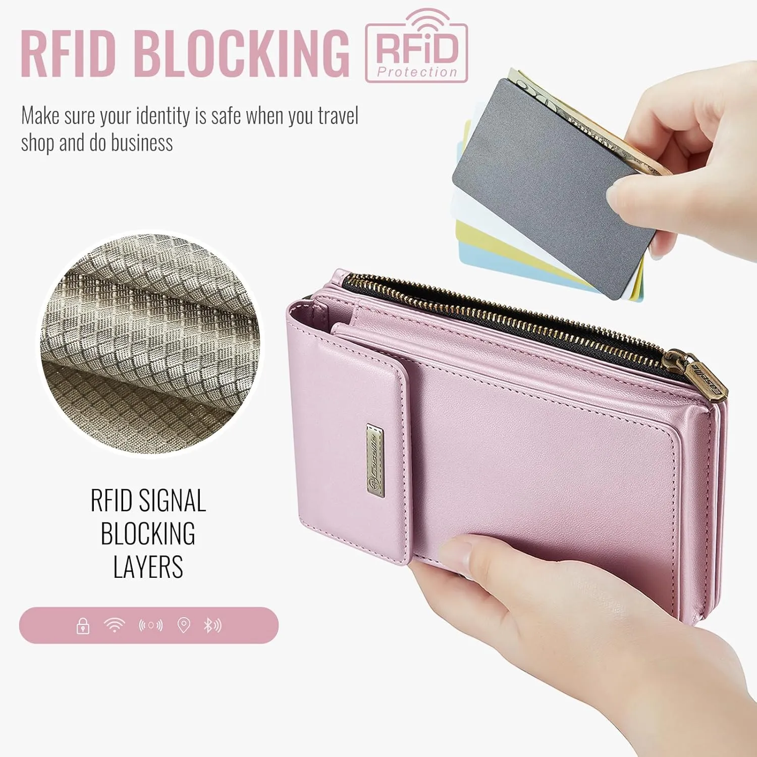 CaseMe Small Crossbody Cell Phone Bag for Women, RFID Blocking Shoulder Handbag Strap Wallet Purse with Card Slots