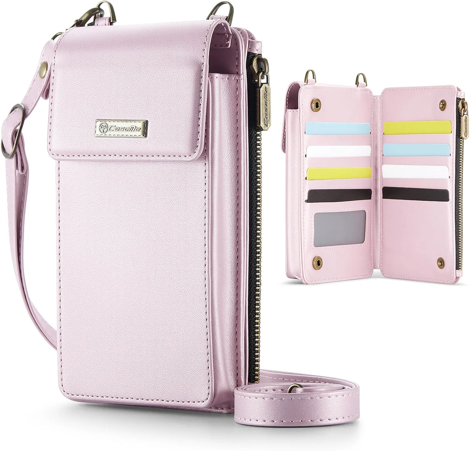 CaseMe Small Crossbody Cell Phone Bag for Women, RFID Blocking Shoulder Handbag Strap Wallet Purse with Card Slots