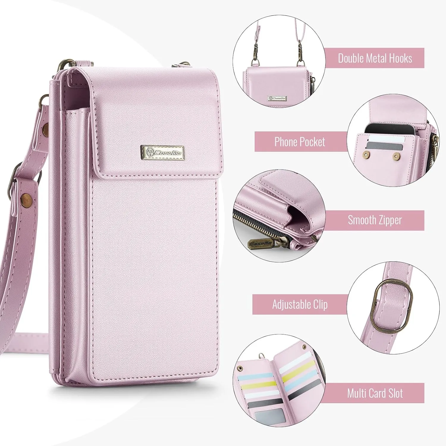 CaseMe Small Crossbody Cell Phone Bag for Women, RFID Blocking Shoulder Handbag Strap Wallet Purse with Card Slots