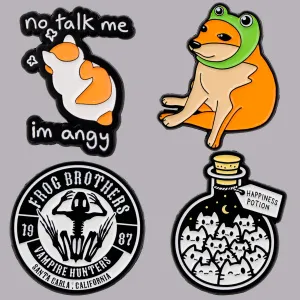 Cat & Funny Dog Enamel Pin