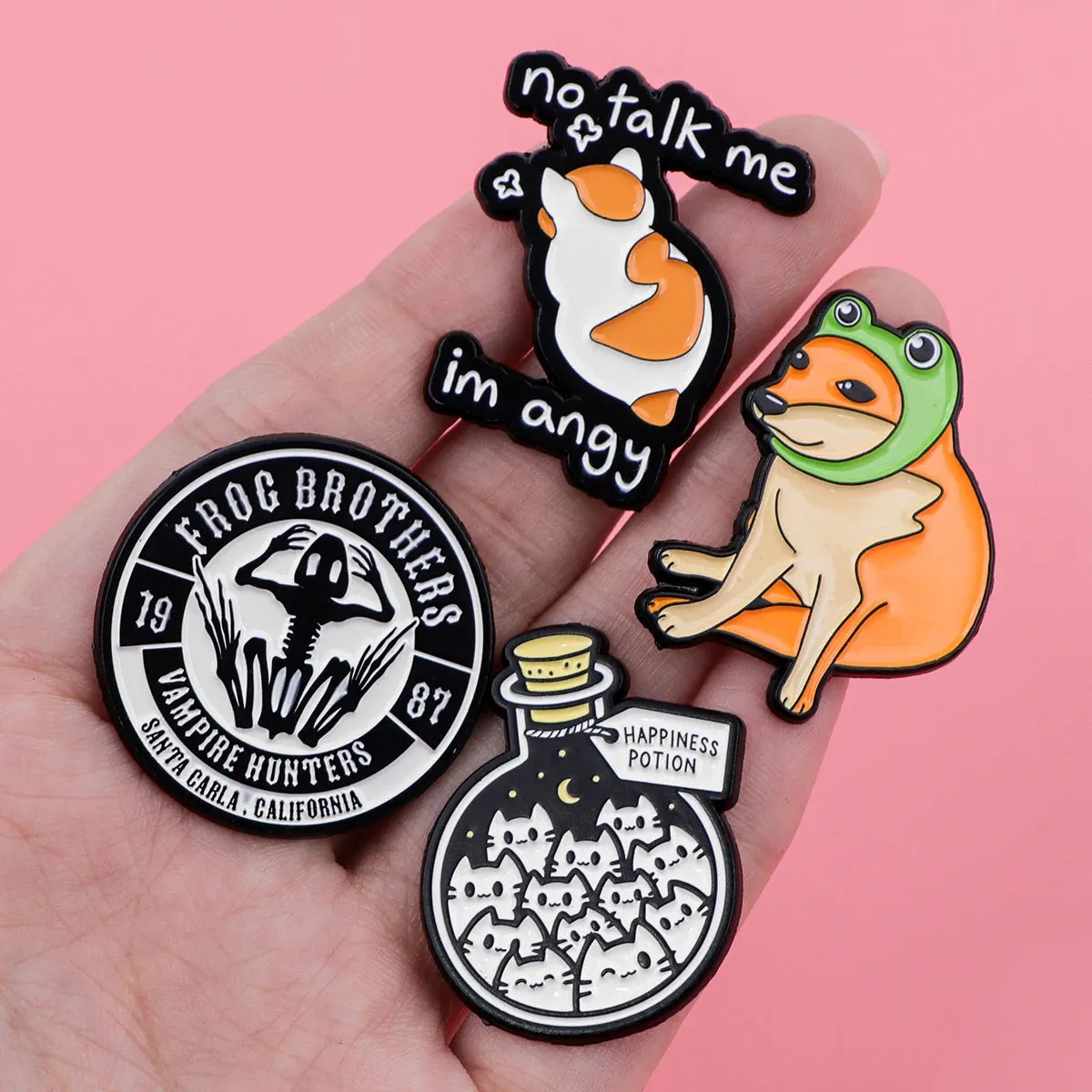 Cat & Funny Dog Enamel Pin