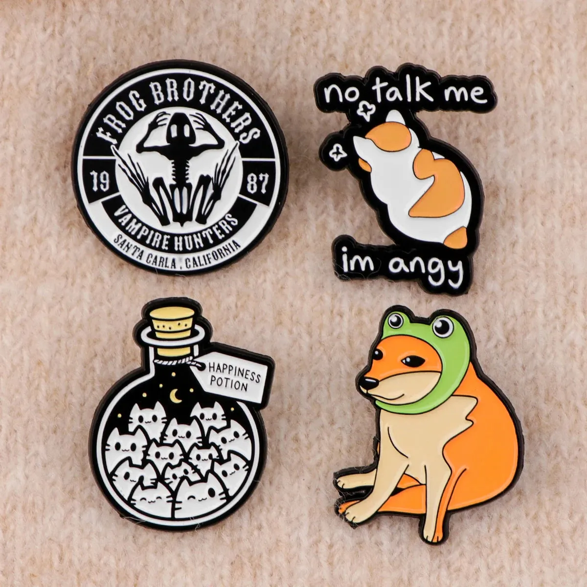 Cat & Funny Dog Enamel Pin