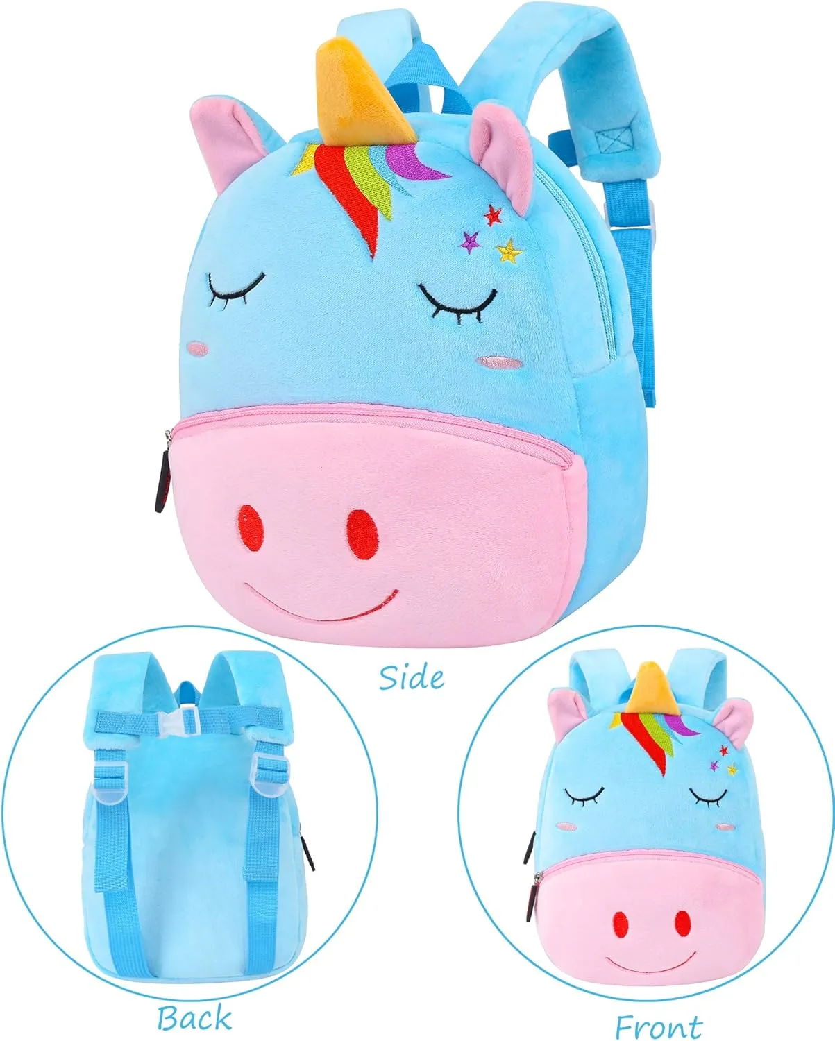CBOALOGR Cute Plush Unicorn Toddler Small Backpack Little Plush Bookbag for Girls 3 to 6 years old