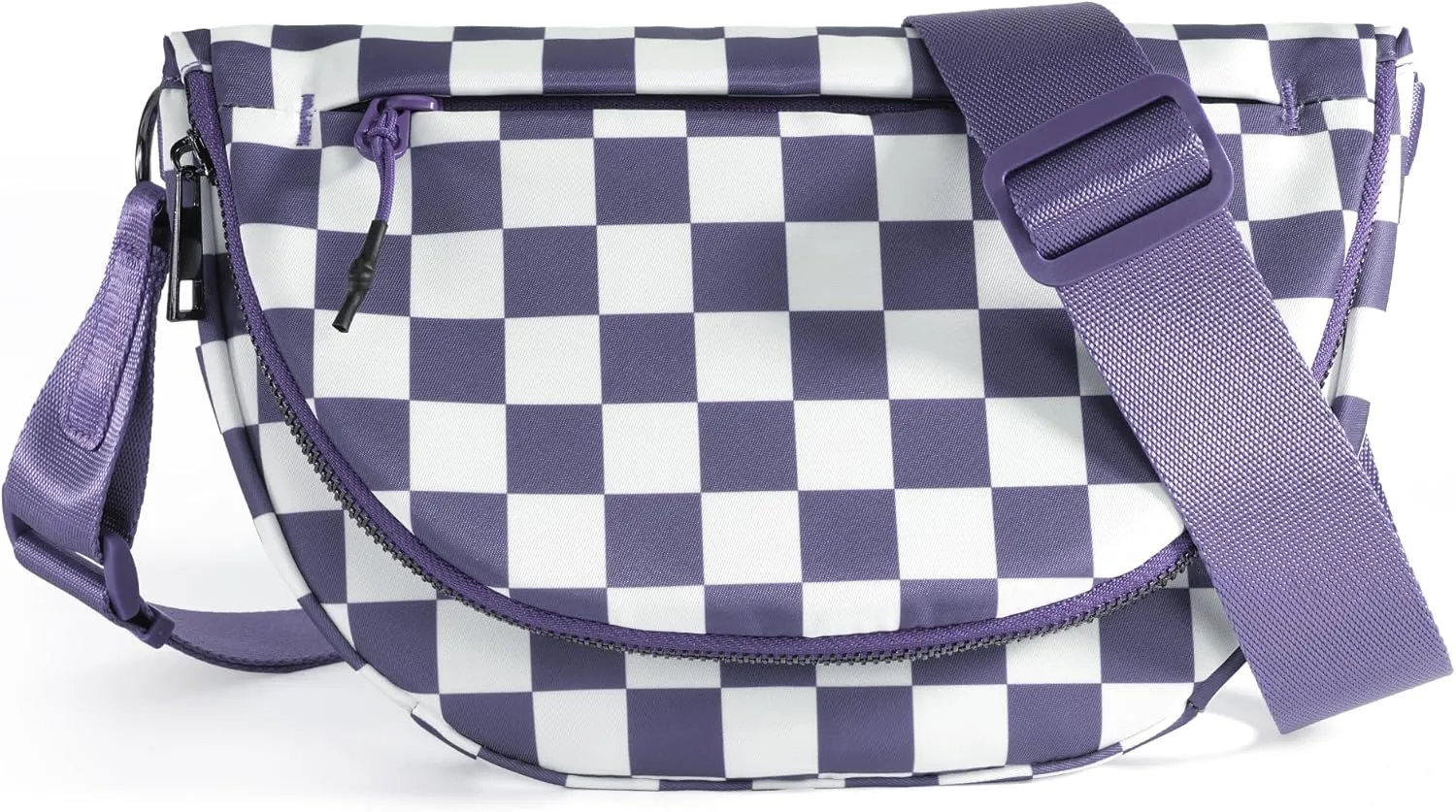 Checkered Crossbody Messenger Bag, Black and White Pattern, Adjustable Shoulder Strap