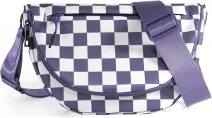 Checkered Crossbody Messenger Bag, Black and White Pattern, Adjustable Shoulder Strap