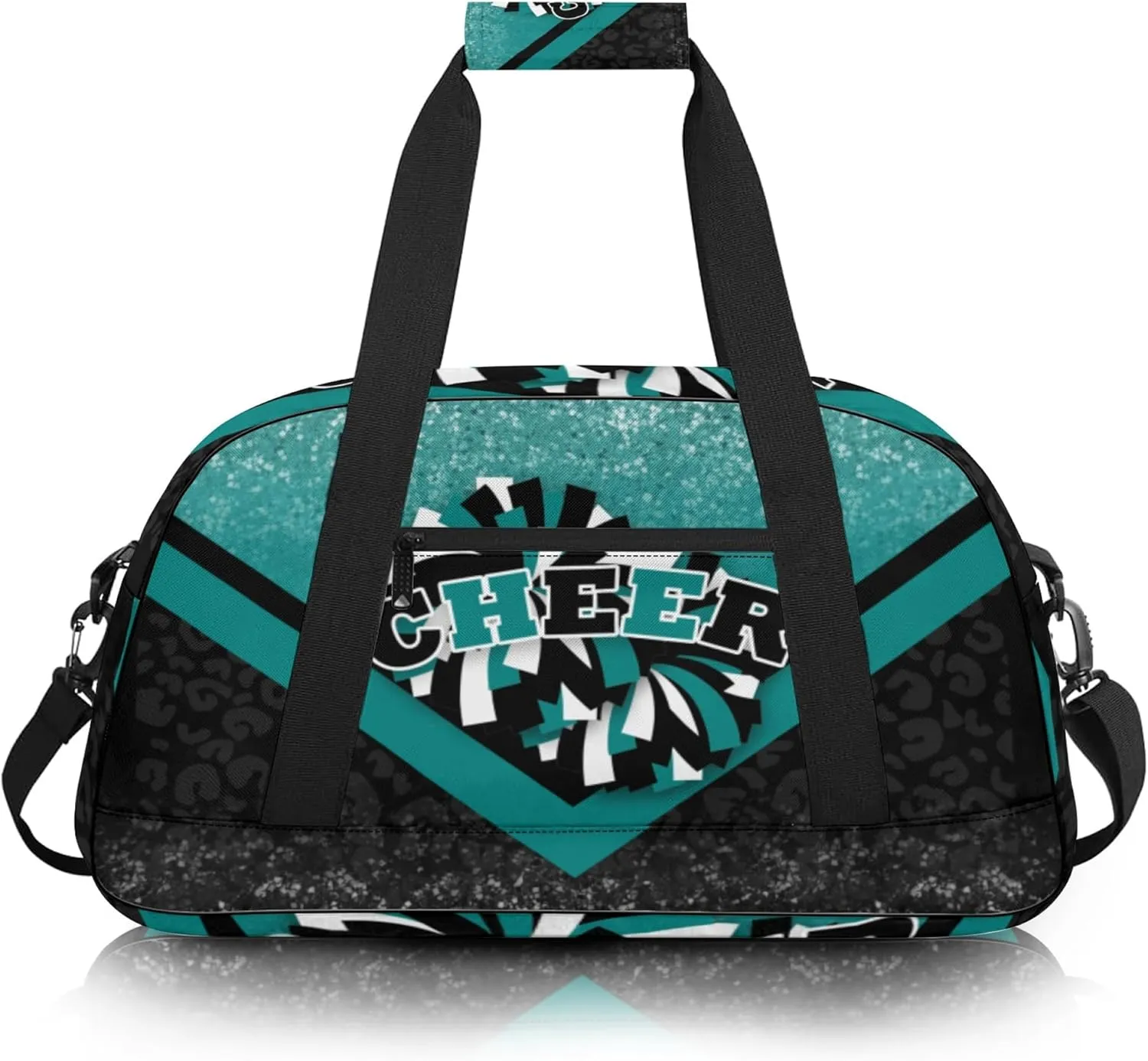 Cheer Duffle Bag for Cheerleaders, Cheerleading Gym Bag for Women, Carry on Weekender Bags, Travel Bag Duffel Bag (Teal&Black)