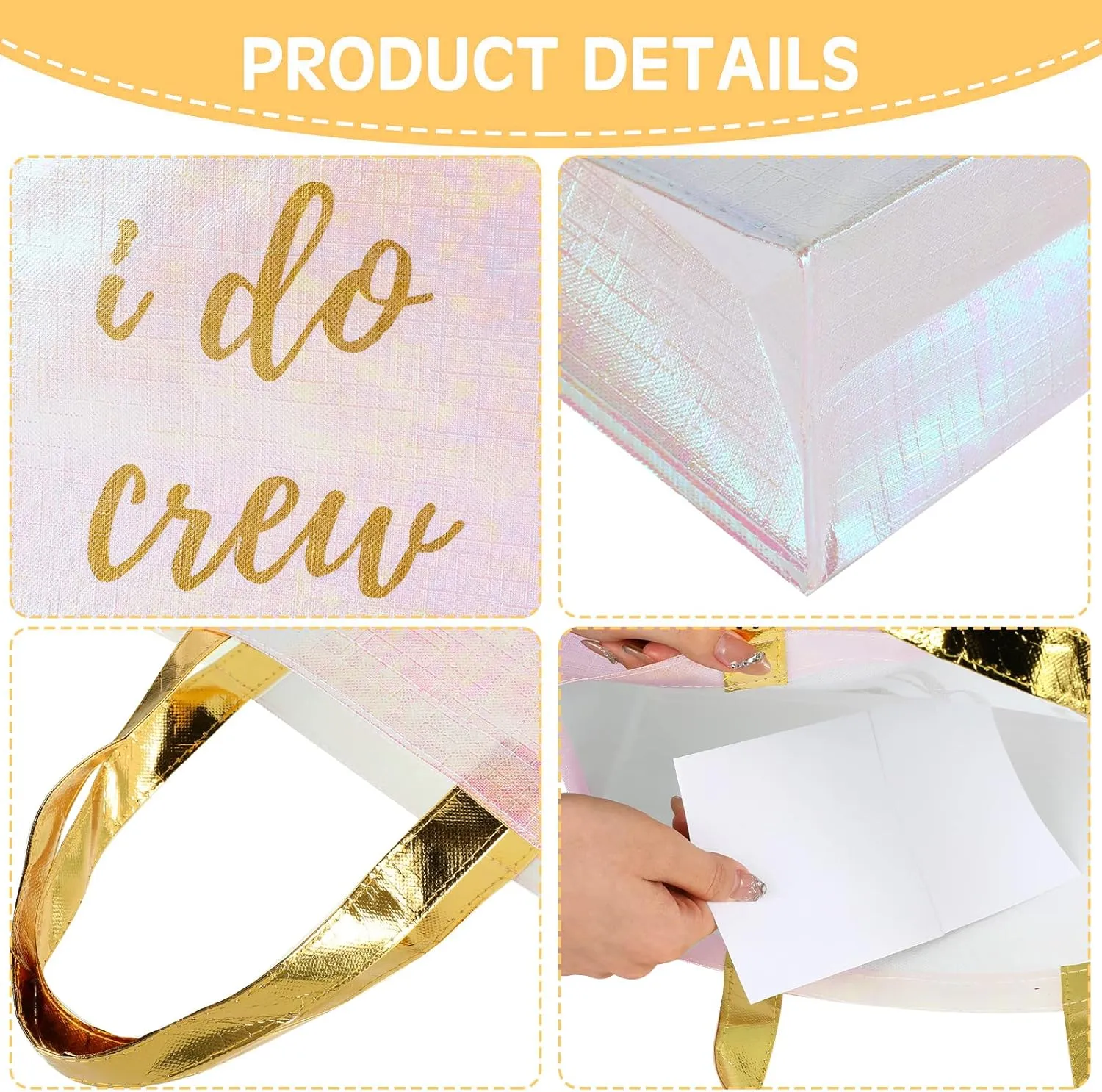 CHENGU 8 Pieces Bridesmaid Gift Bags I Do Crew Bachelorette Bags Bridesmaid Gifts for Wedding Day Bachelorette Party Bridal Party Favor Team Bride Bridal Shower(White)