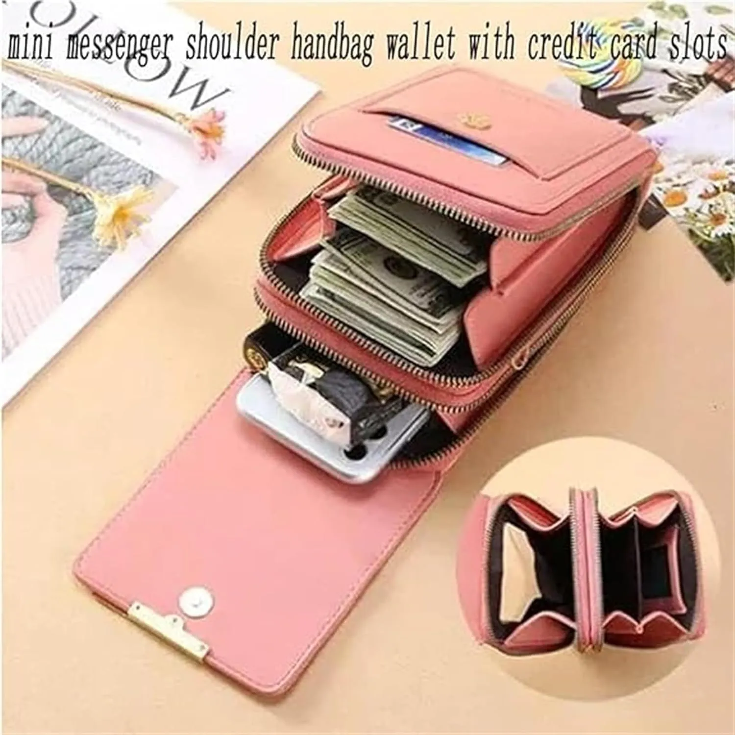 Cherishion Leather Small Crossbody Bag/Mini Messenger Shoulder Handbag, PU Leather, Crossbody Cell Phone Purse for Women