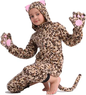 Children Animal Onesie Costume, Unisex Cheetah Onesie Costume, Leopard Onesie Costume, Kids Halloween/Christmas/Carnival Festival Costume for Kids 6-8