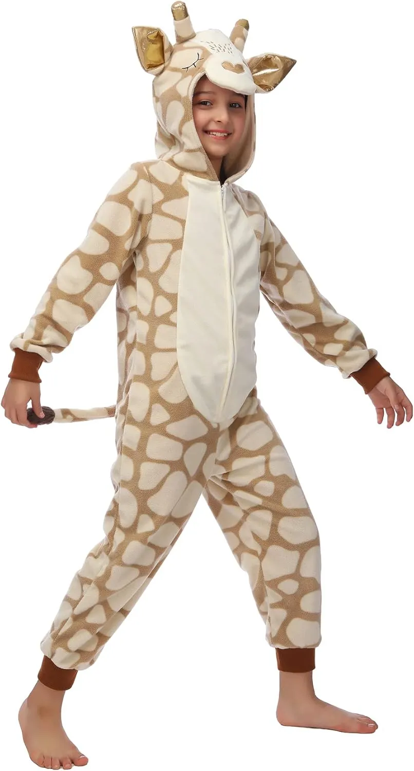 Children Animal Onesie Costume, Unisex Giraffe Costume, Giraffe Onesie, Kids Halloween/Christmas/Carnival Festival Costume for Kids 4-6