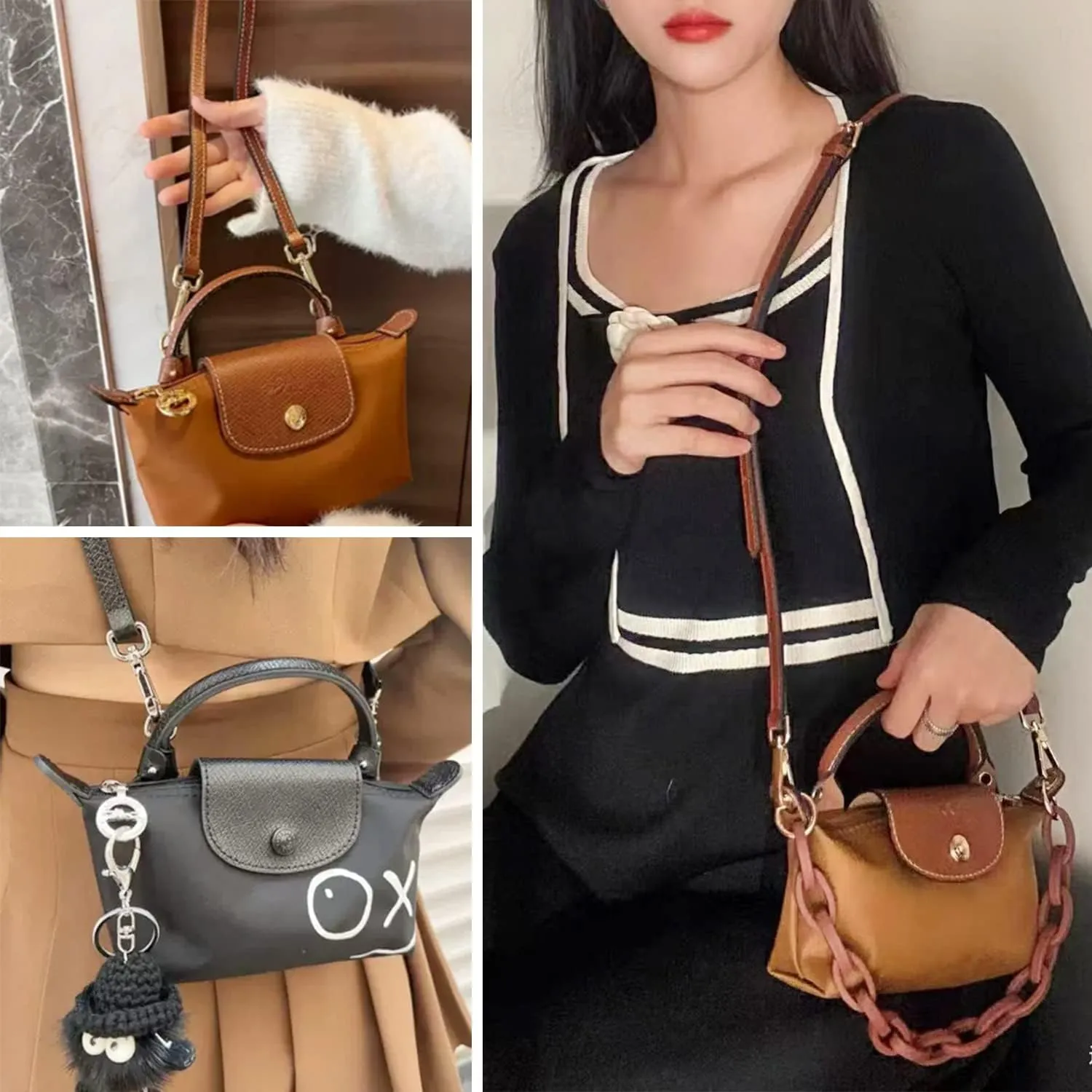 Chispee Bag Strap Set Bag Multicolor Free Punching Modification Bag Belt Accessories Shoulder Strap Bag Transformation Accessories(Strap Set Black)