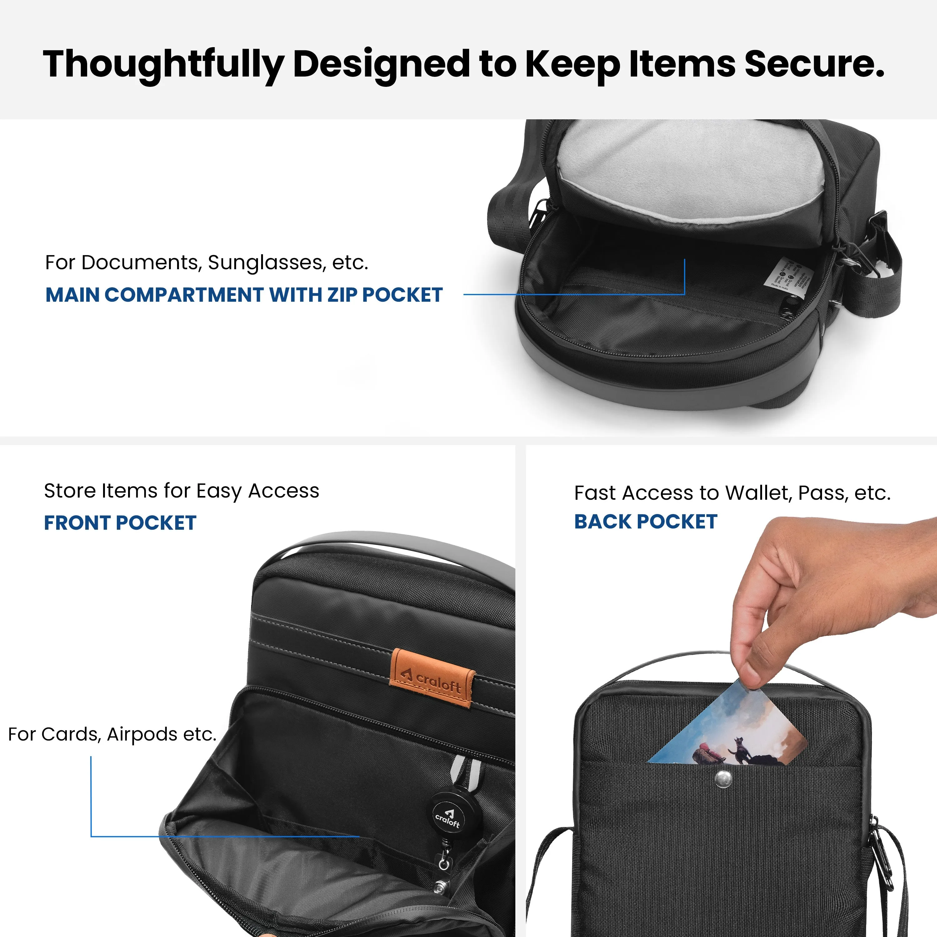 CityExplorer Crossbody Sling Bag with a USB Port