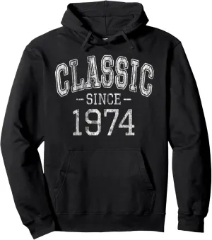 Classic since 1974 Vintage Style Born in 1974 Birthday Gift Pullover Hoodie