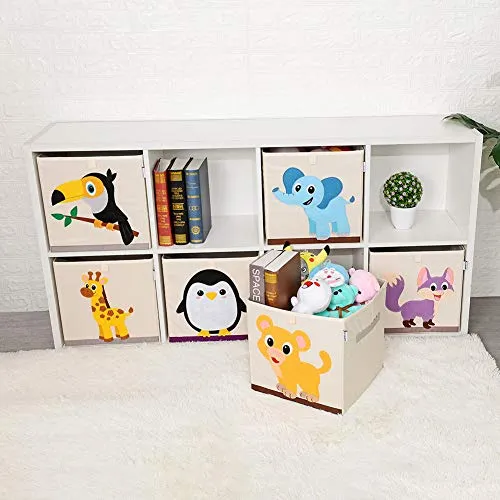 CLCROBD Foldable Animal Cube Storage Bins Fabric Toy Box/Chest/Organizer for Kids Nursery, 13 inch (Toucan)
