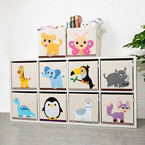 CLCROBD Foldable Animal Cube Storage Bins Fabric Toy Box/Chest/Organizer for Kids Nursery, 13 inch (Toucan)
