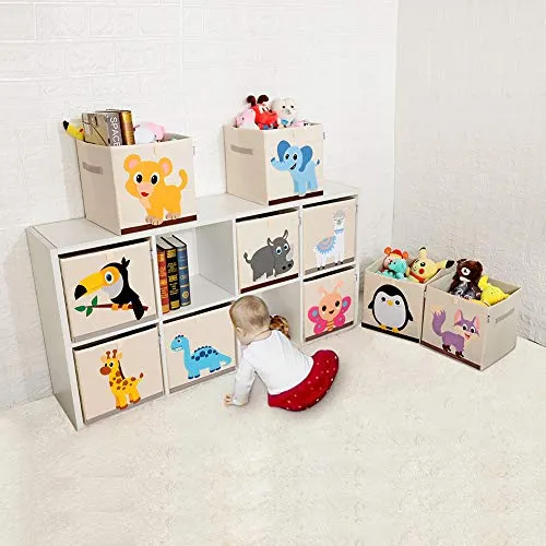 CLCROBD Foldable Animal Cube Storage Bins Fabric Toy Box/Chest/Organizer for Kids Nursery, 13 inch (Toucan)