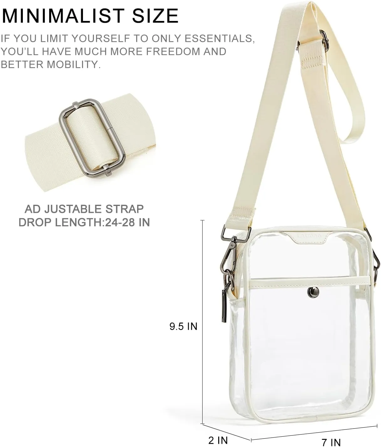 Clear bags Stadium Approved Crossbody Sling Bag Fanny Pack Backpack Purses for Women Men Belt bag for stadium events
