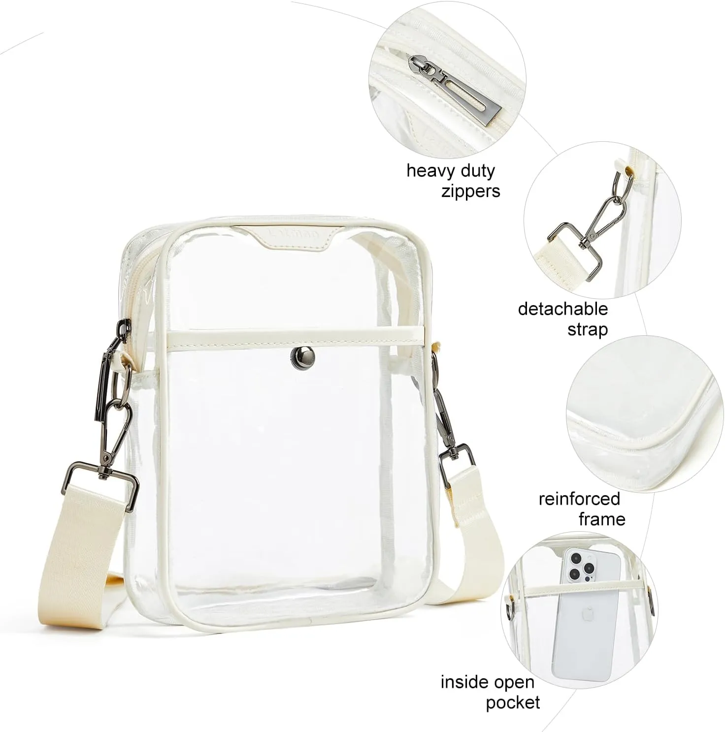 Clear bags Stadium Approved Crossbody Sling Bag Fanny Pack Backpack Purses for Women Men Belt bag for stadium events