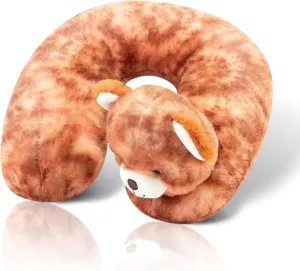 Cloudz Kids Super Soft N' Cuddly Animal Airplane Travel Neck Pillow! Keep Children Comfy and Supported with a Buddy While Traveling or just Resting at Home - Brown Bear