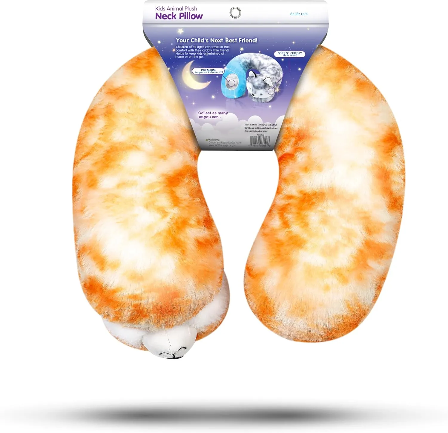 Cloudz Kids Super Soft N' Cuddly Animal Airplane Travel Neck Pillow! Keep Children Comfy and Supported with a Buddy While Traveling or just Resting at Home - Brown Fox