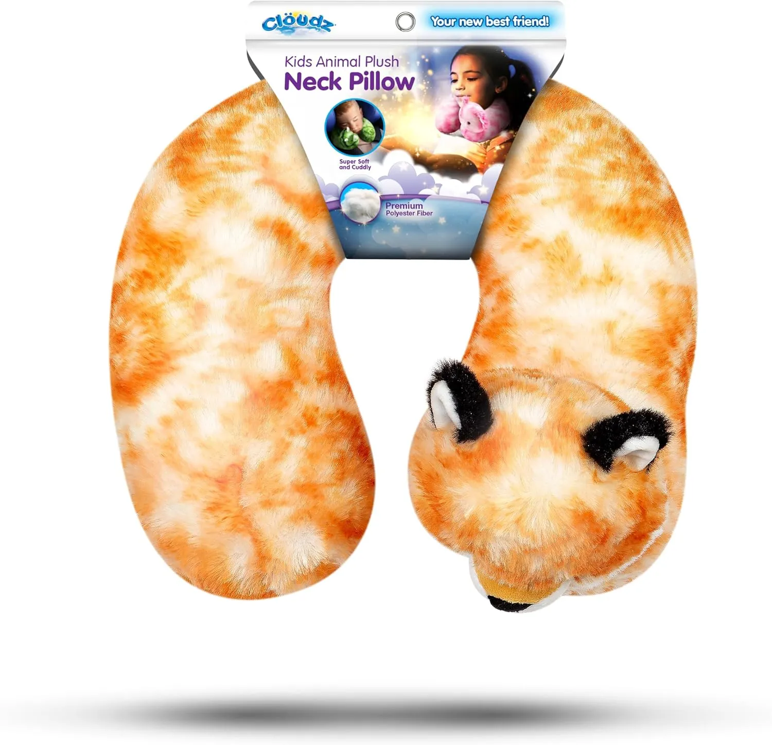 Cloudz Kids Super Soft N' Cuddly Animal Airplane Travel Neck Pillow! Keep Children Comfy and Supported with a Buddy While Traveling or just Resting at Home - Brown Fox
