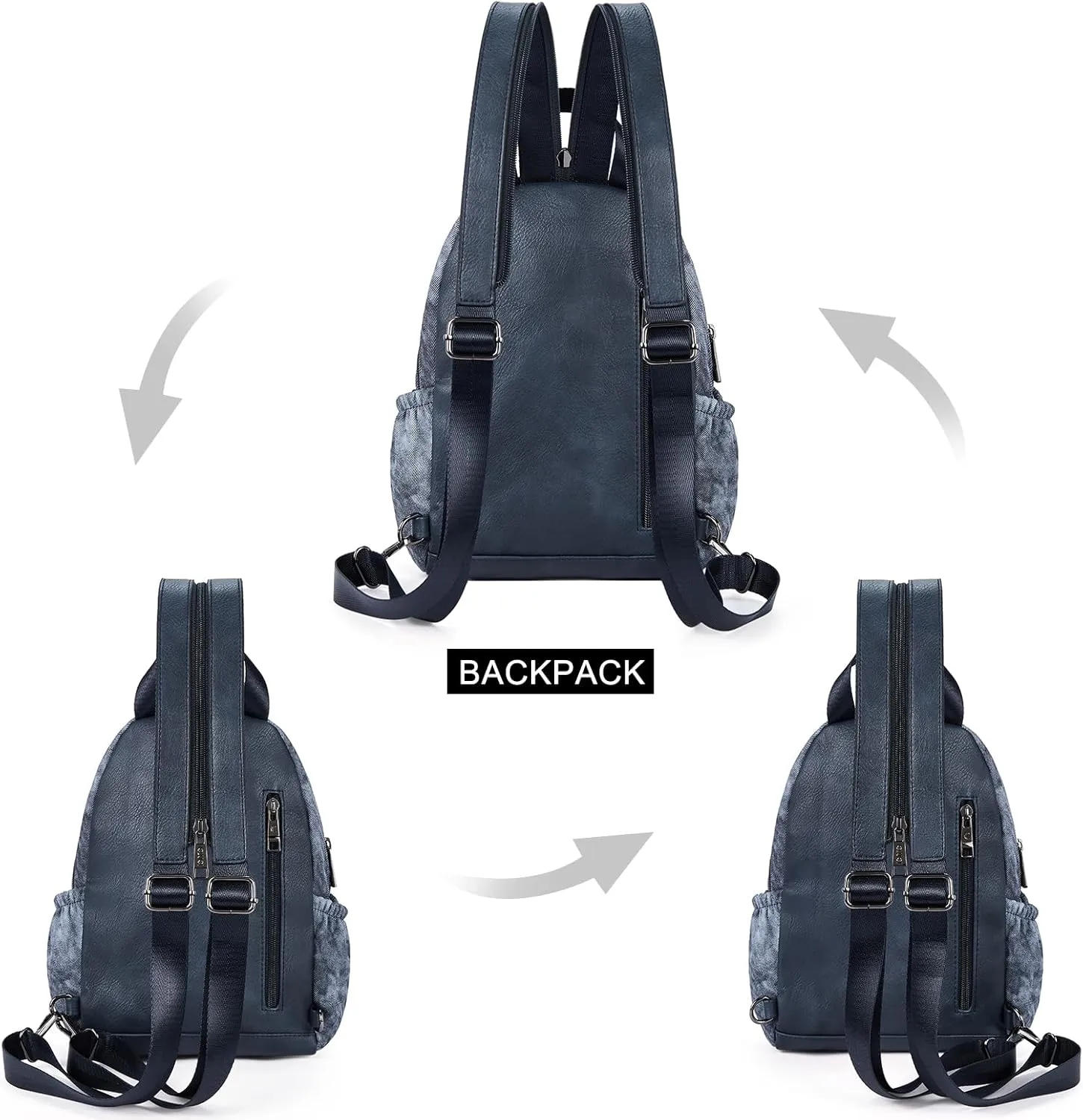 CLUCI Leather Sling Backpack for Women - Small Convertible Crossbody Bag for Travel