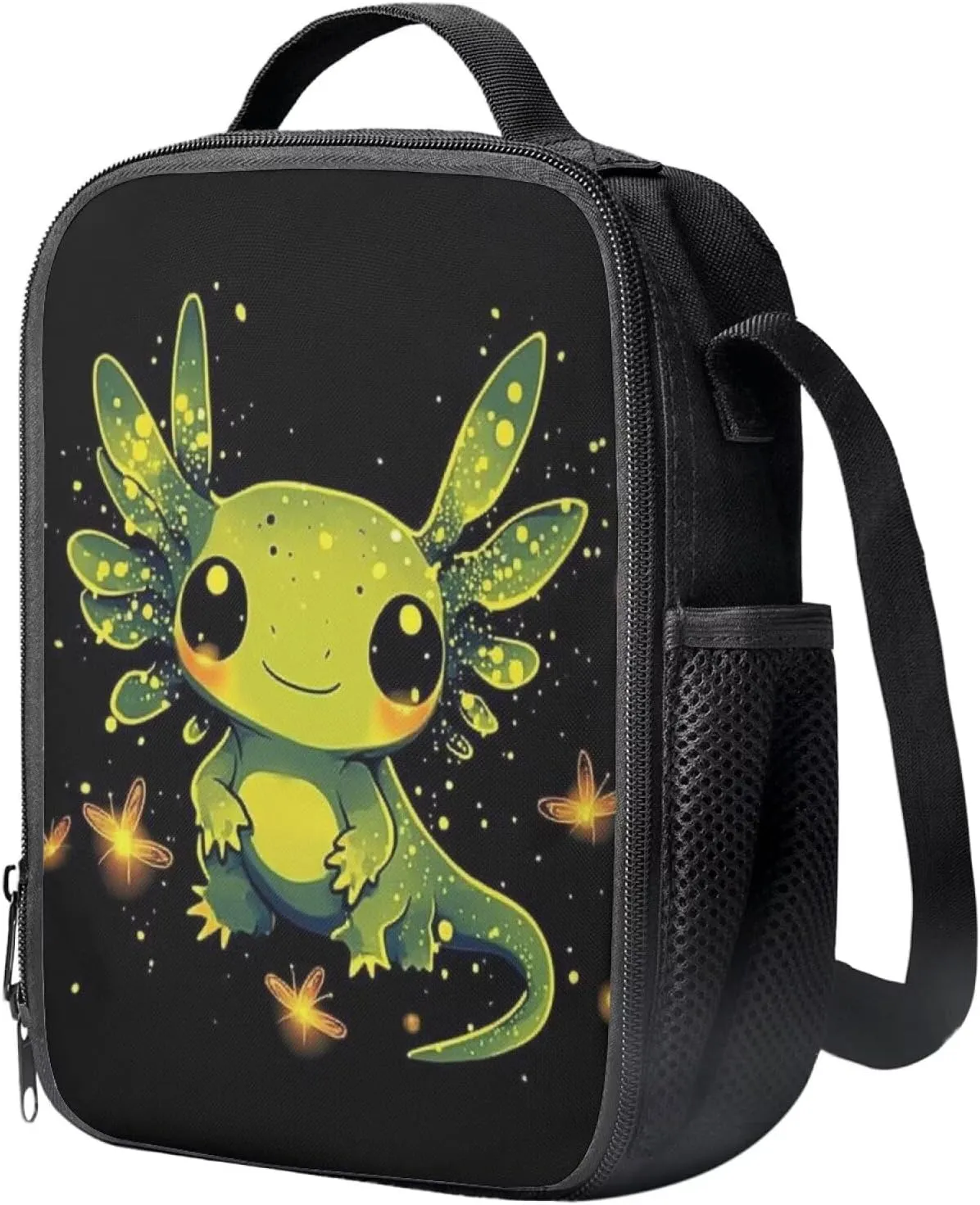 COEQINE Cute Axolotl Lunch Bag for Women Teen Girls Insulated Lunch Bags Crossbody Lunchbox Tote Handbag Purse with Water Bottle Holder for Travel Picnic Workout Office Pink