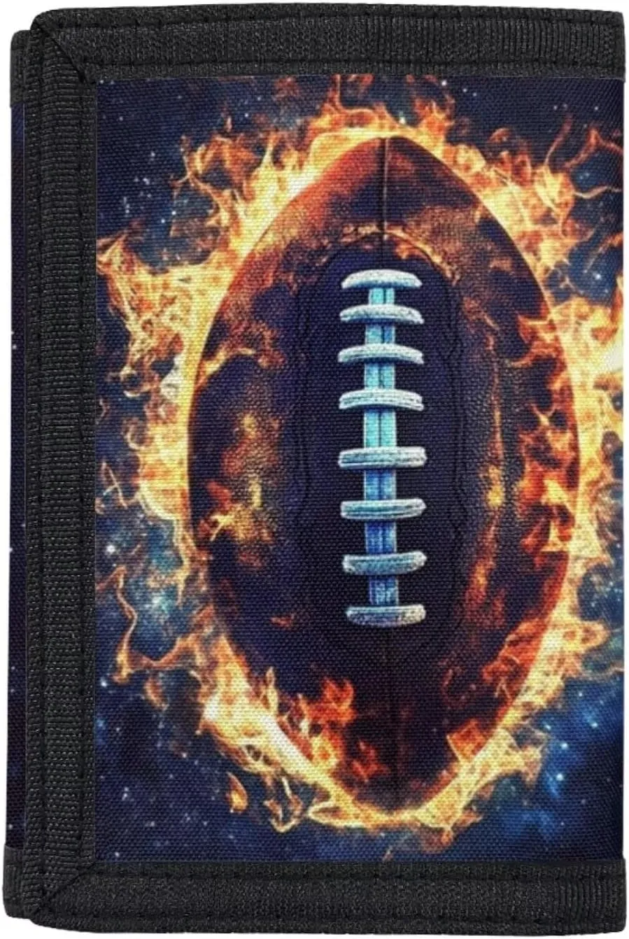 Coldinair Football Wallet for Boys Teens Kids 9-12 Fire Galaxy Coin Case Purse for Boy Lightweight Card Pocket Money Organizer Toddler Teens Trifold Wallets,100 Days of School Handbag