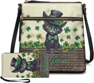 Coldinair St.Patrick's Day PU Leather Hobo Crossbody Bag Purse Ladies Wallet Set Shoulder Bag Hobo Bag Purse