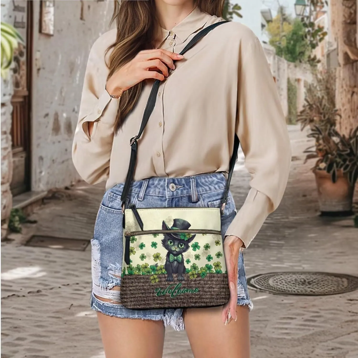Coldinair St.Patrick's Day PU Leather Hobo Crossbody Bag Purse Ladies Wallet Set Shoulder Bag Hobo Bag Purse