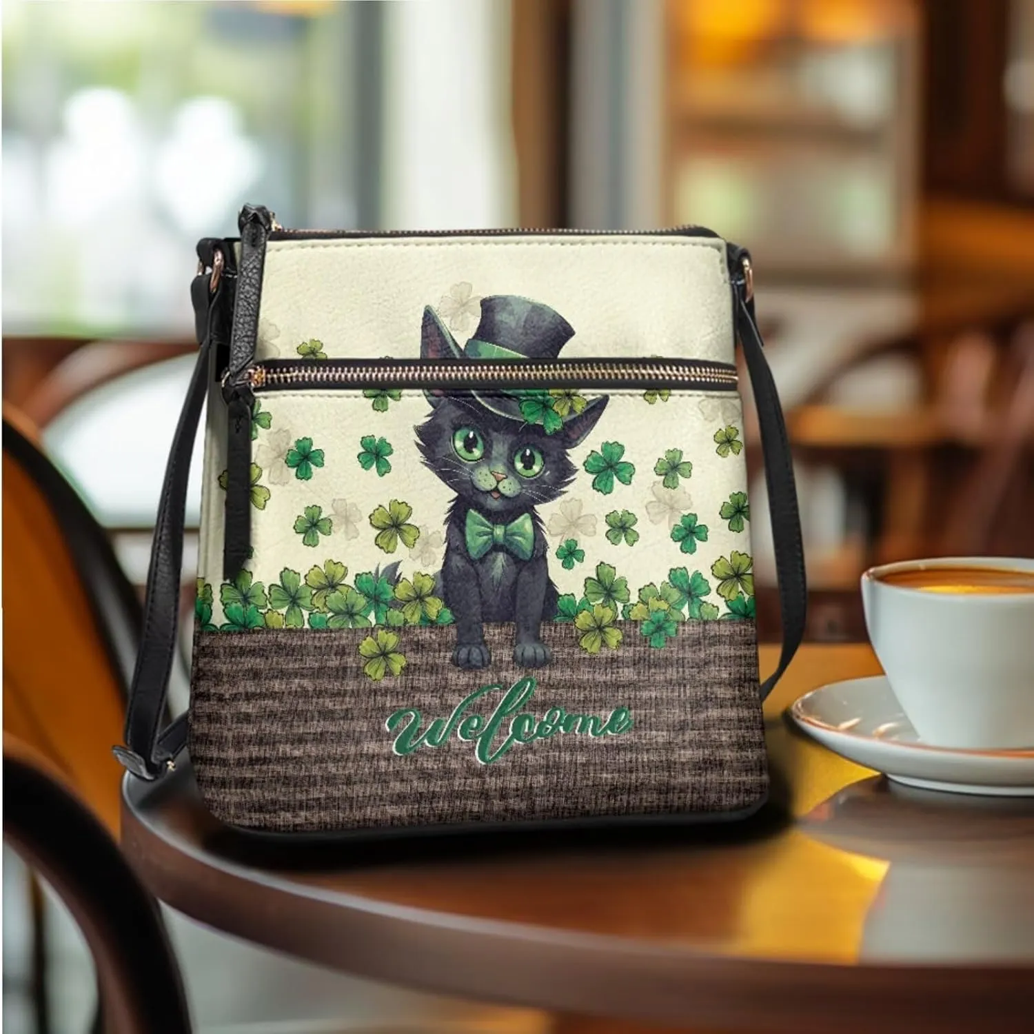 Coldinair St.Patrick's Day PU Leather Hobo Crossbody Bag Purse Ladies Wallet Set Shoulder Bag Hobo Bag Purse