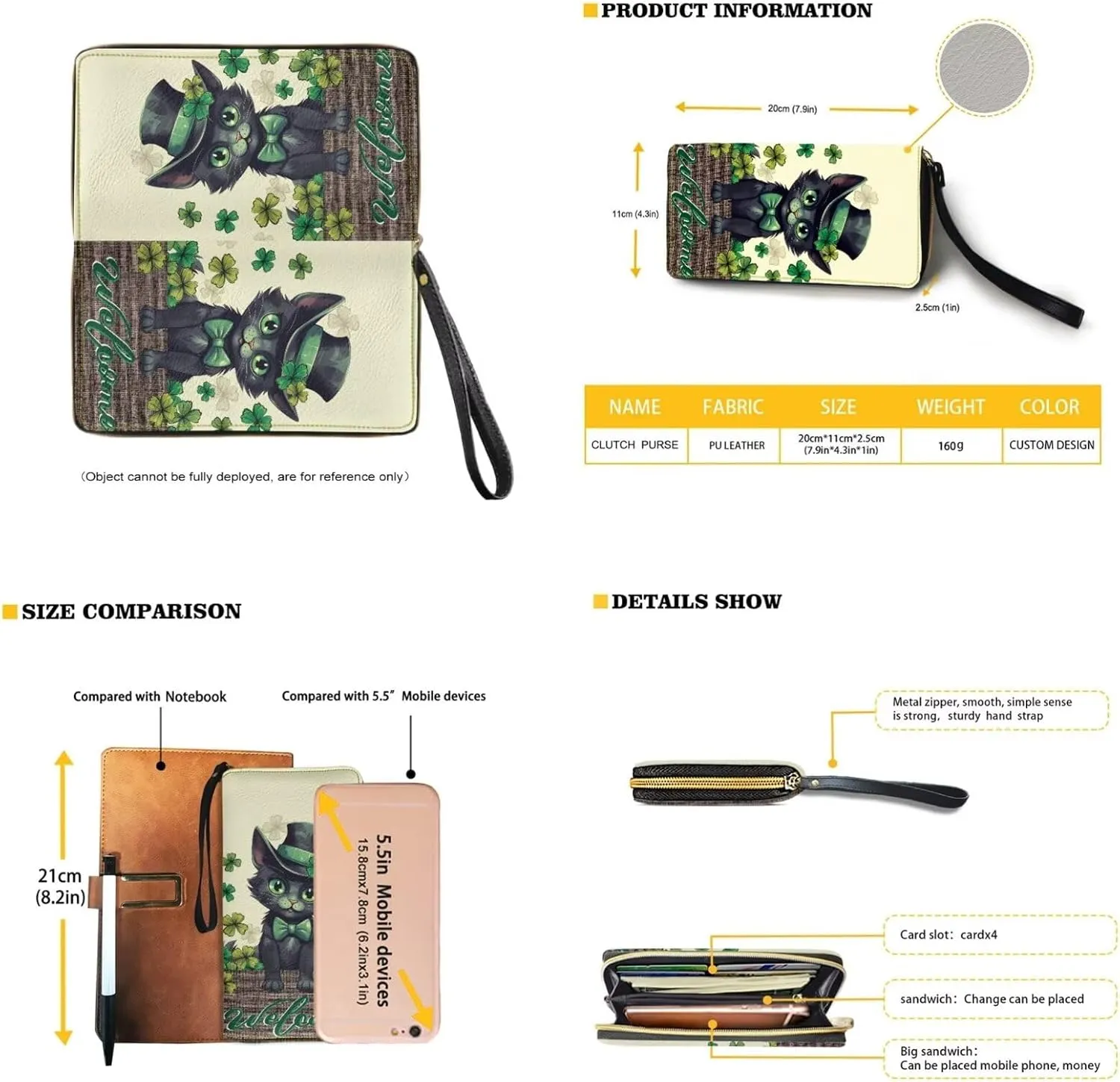 Coldinair St.Patrick's Day PU Leather Hobo Crossbody Bag Purse Ladies Wallet Set Shoulder Bag Hobo Bag Purse