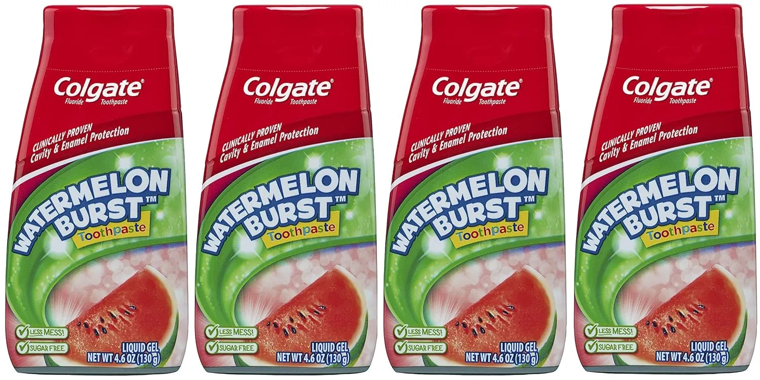 Colgate Anticavity Kids Toothpaste with Fluoride for Ages 2 , Watermelon Burst Flavor - 4.6 Ounce (4 Pack)