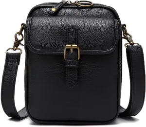 Collaboraten1 Crossbody Leather Bag, Double Layer Large Capacity with Card Holder, with Adjustable Shoulder Strap