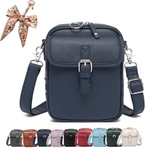 Collaboraten1 Crossbody Leather Bag, Vegan Leather Crossbody Bag, Vintage Cross Body Shoulder Purse with Card Slots