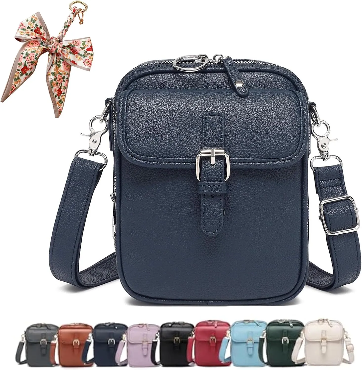 Collaboraten1 Crossbody Leather Bag, Vegan Leather Crossbody Bag, Vintage Cross Body Shoulder Purse with Card Slots